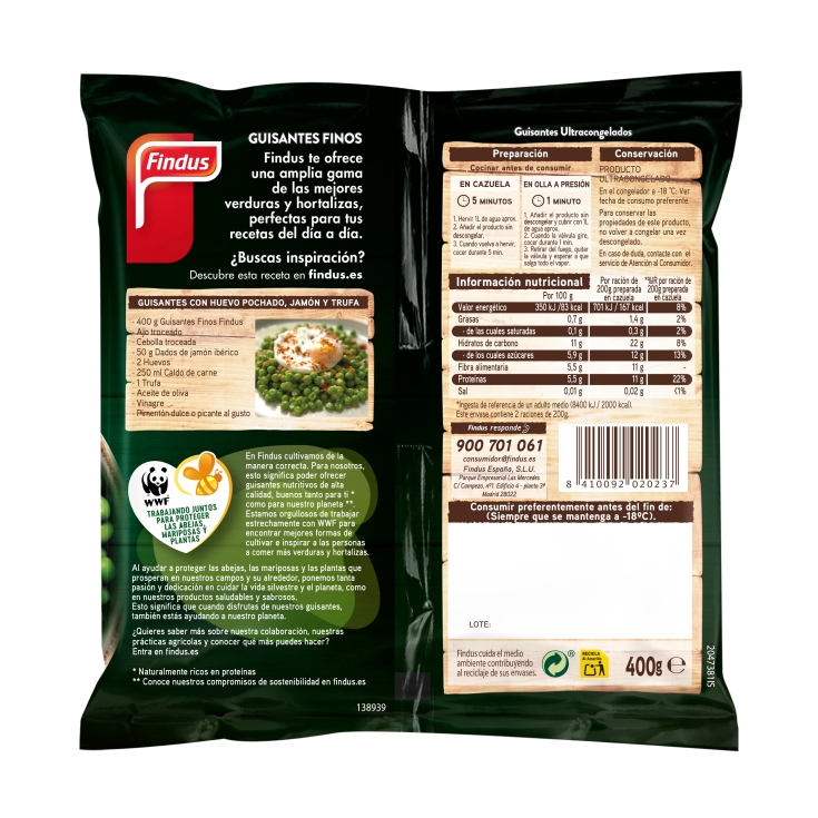 guisantes finos, 400g