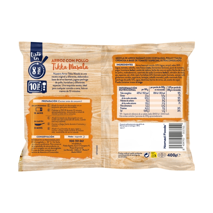 arroz con pollo tikka masala, 400g