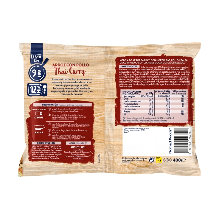 arroz con pollo thay curry, 400g