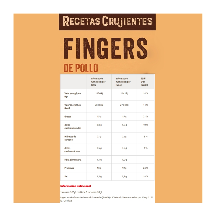 fingers de pollo, 320g