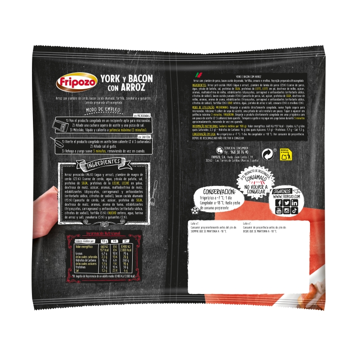 york & bacon con arroz calentar y listo, 400g