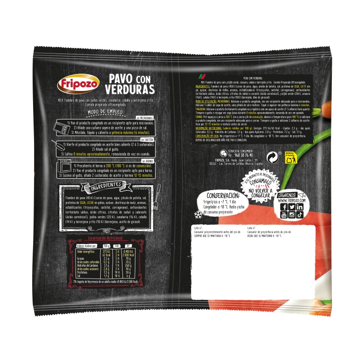 pavo con verduras calentar y listo, 400g