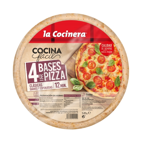 bases para pizzas 4ud, 520g
