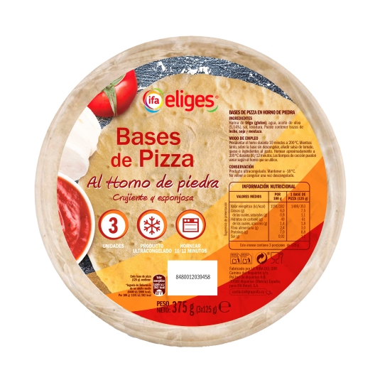 bases pizza horno piedra 3ud, 375g