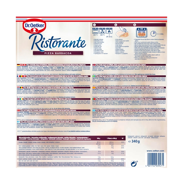 pizza barbacoa, 340g