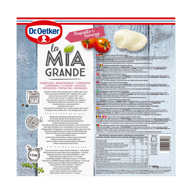 pizza prosciutto-formaggi, 400g
