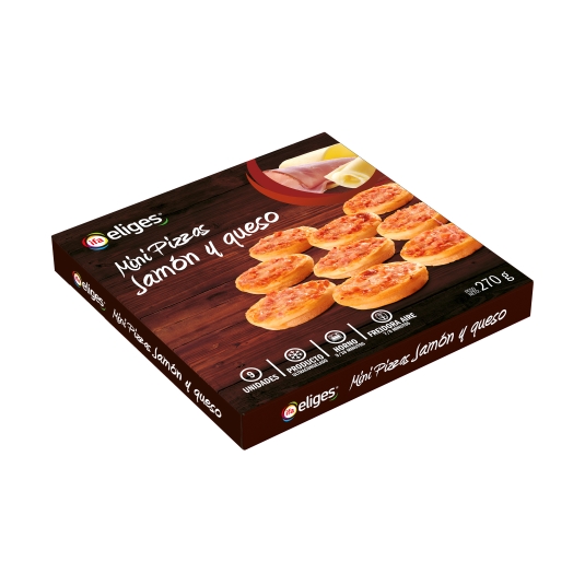 mini pizzas jamón y queso 9ud, 270g