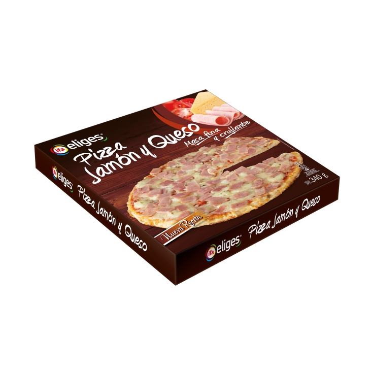 pizza jamón y queso, 340g