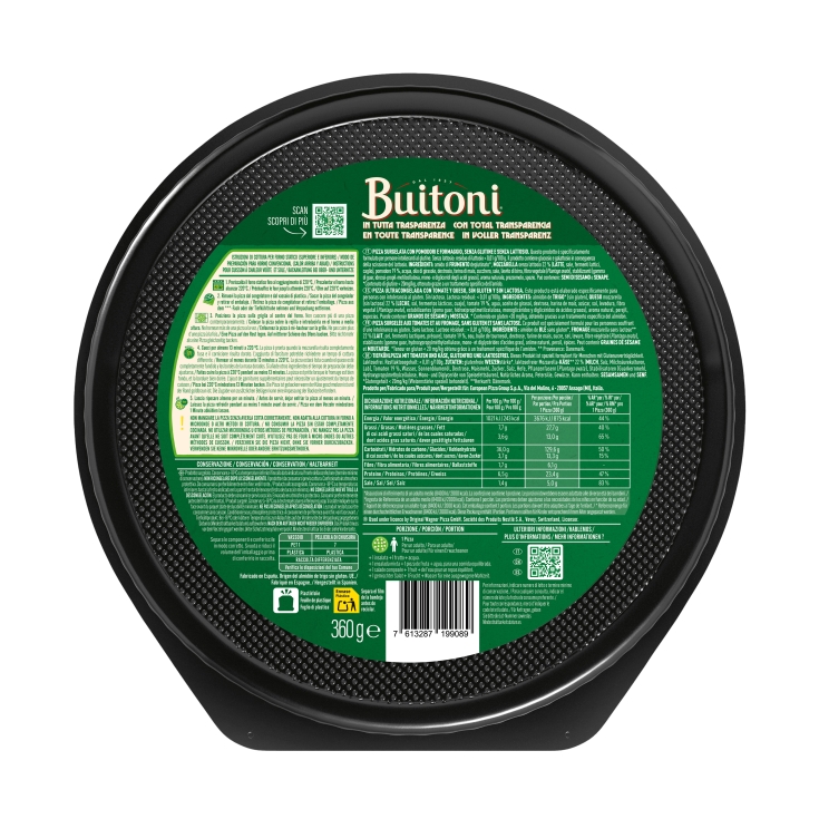 pizza prosciutto s/gluten y s/lactosa, 365g