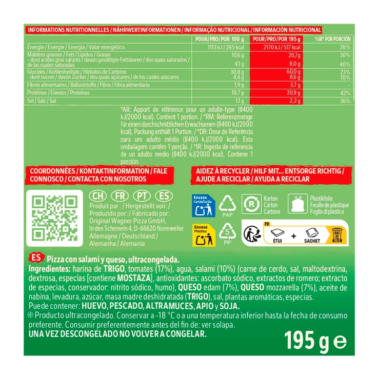 pizza salame air fryer, 195g