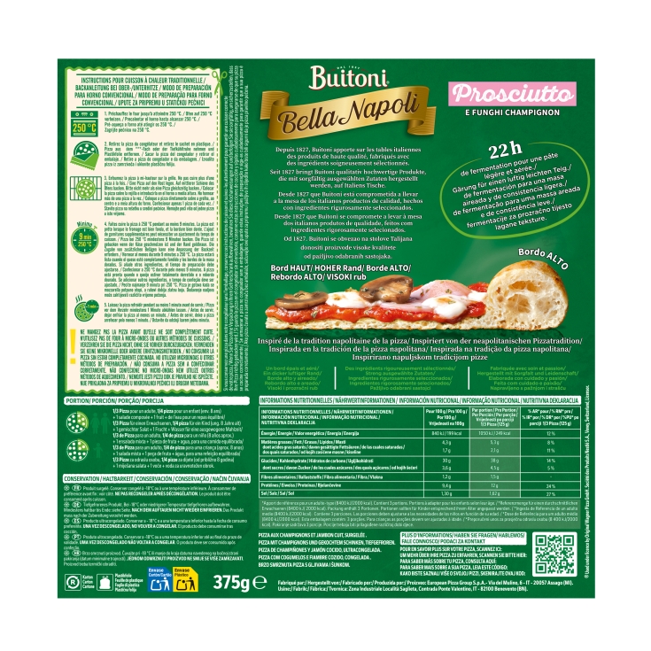 pizza prosciutto&funghi, 345g