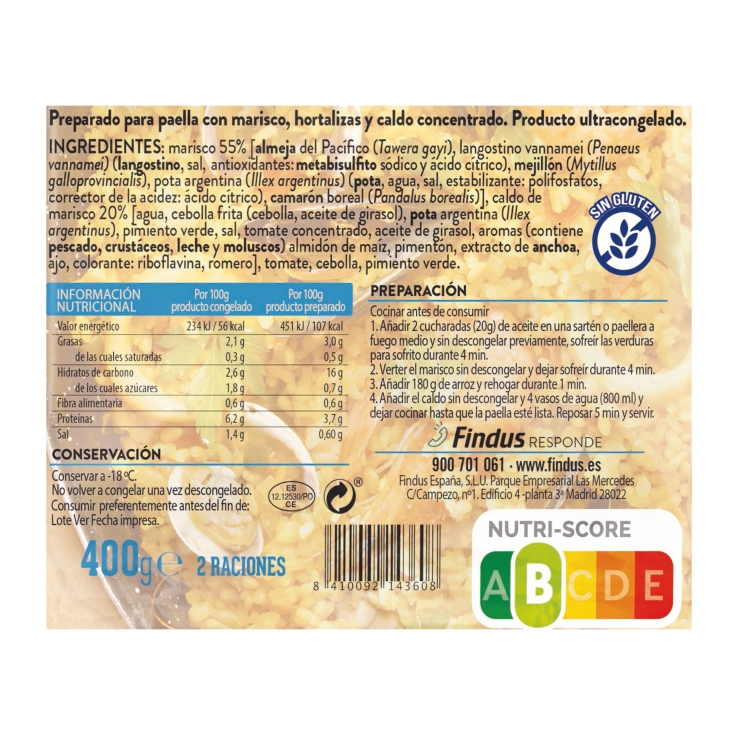 preparado paella de marisco, 400g