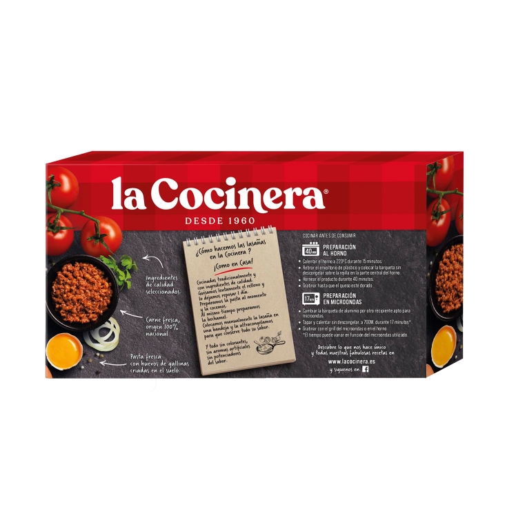 lasaña boloñesa, 500g