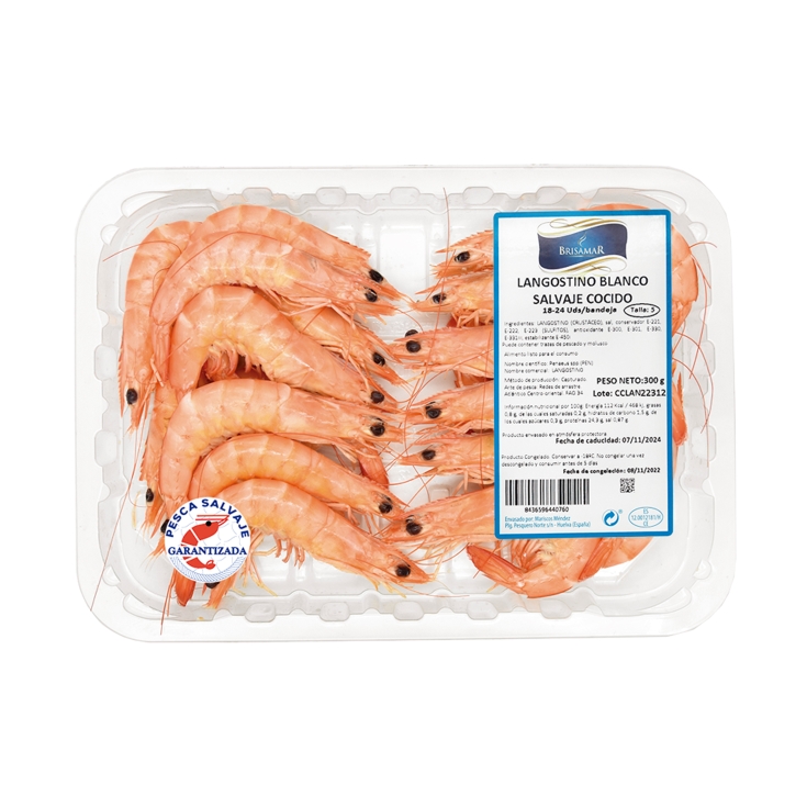 langostino blanco cocido 60/80, 300g