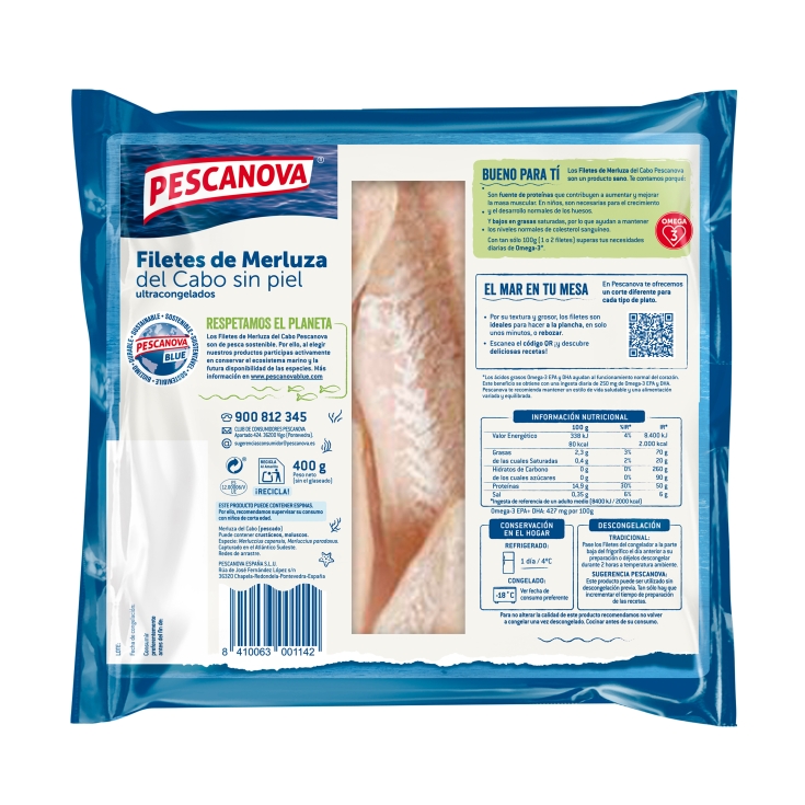 filete merluza s/piel, 400g