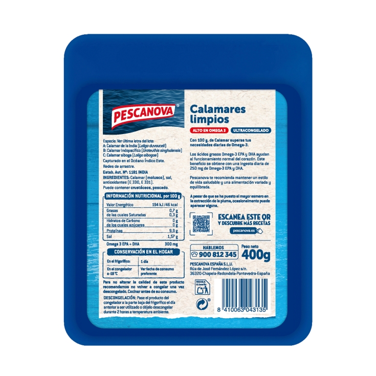 calamar limpio, 400g