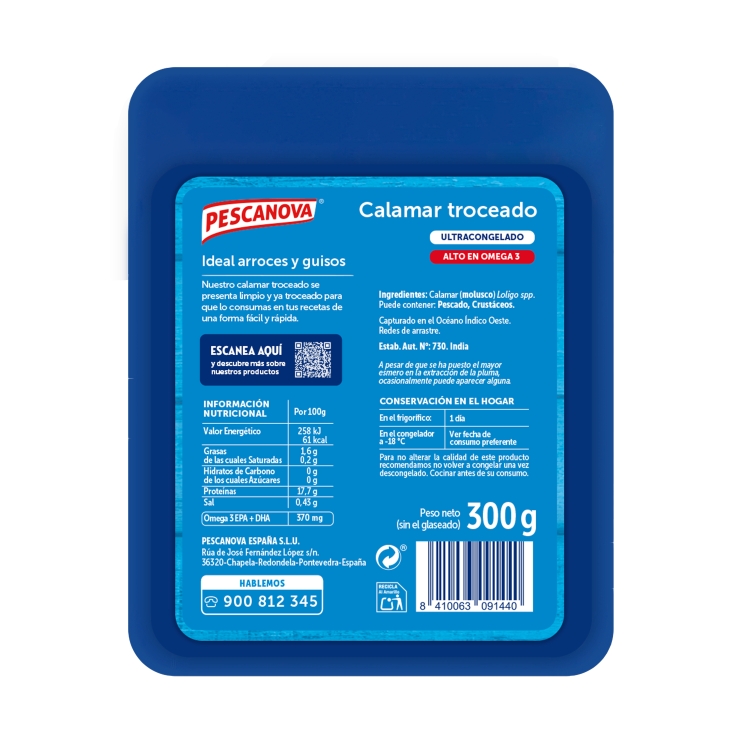 calamar troceado, 300g