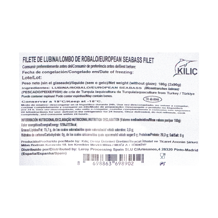 filetes de lubina 2x90g, 180g