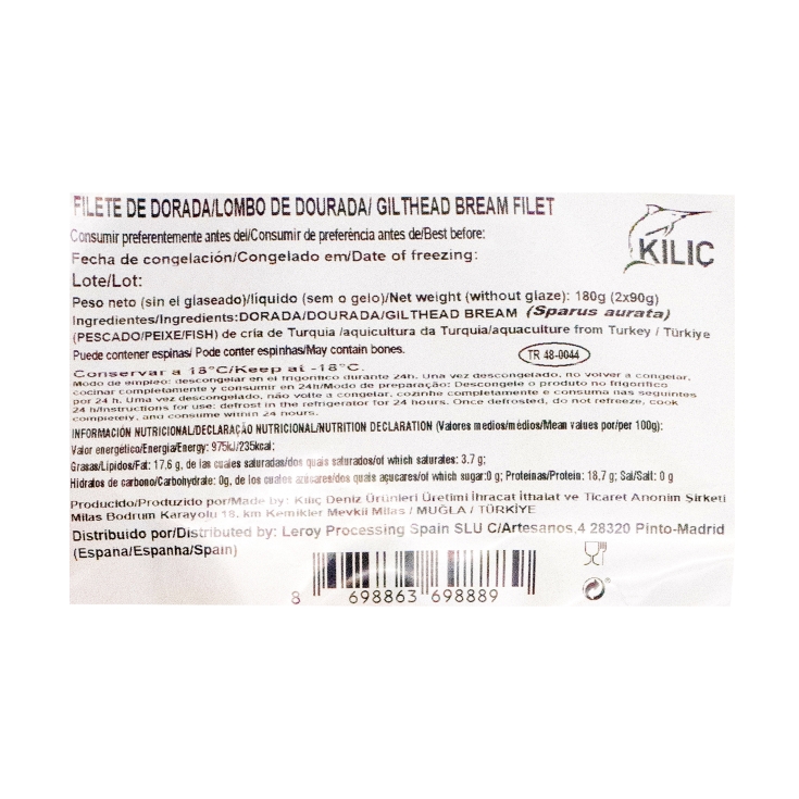 filetes de dorada 2x90g, 180g