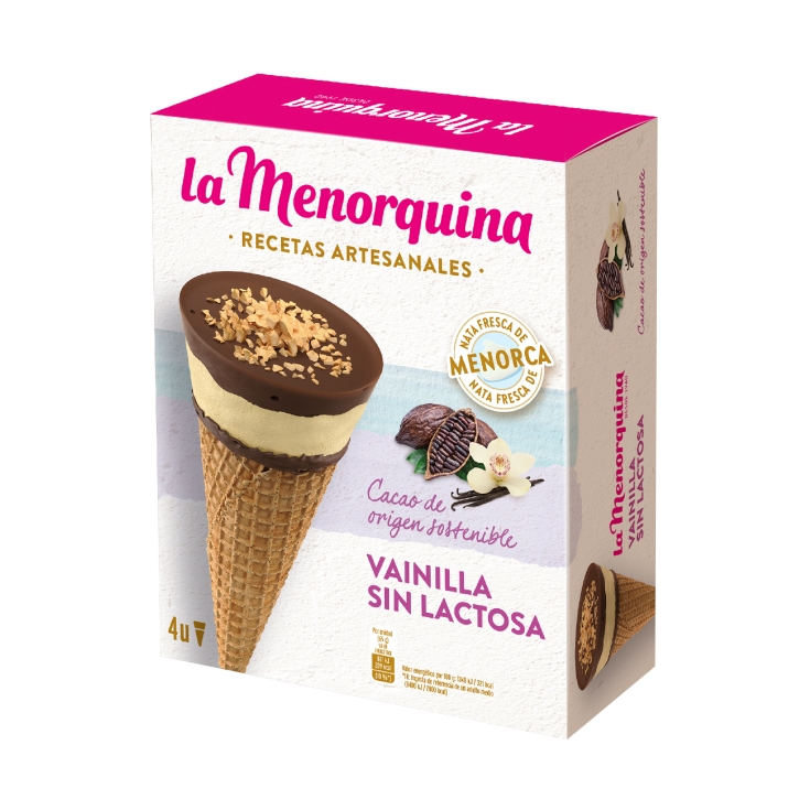 helado cono vainilla sin lactosa, pk-4