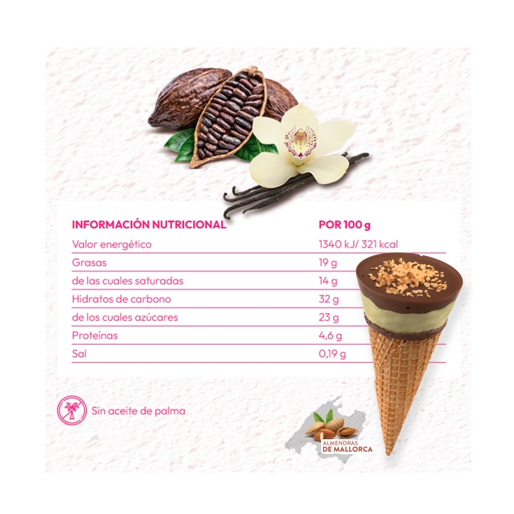 helado cono vainilla sin lactosa, pk-4