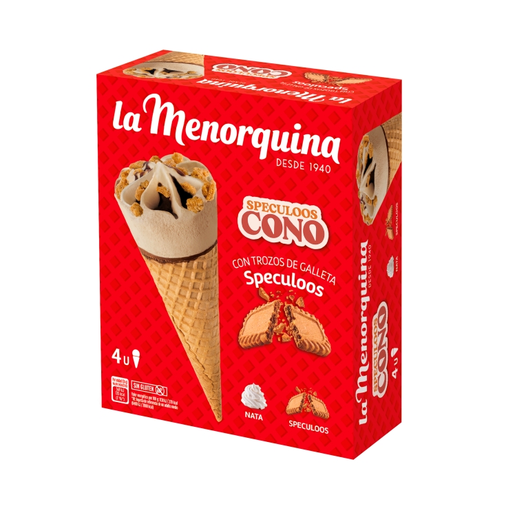 helado cono galleta speculoos, pk-4