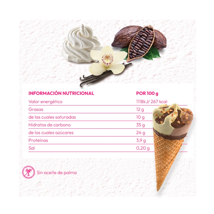 helado cono vainilla/chocolate, pk-4