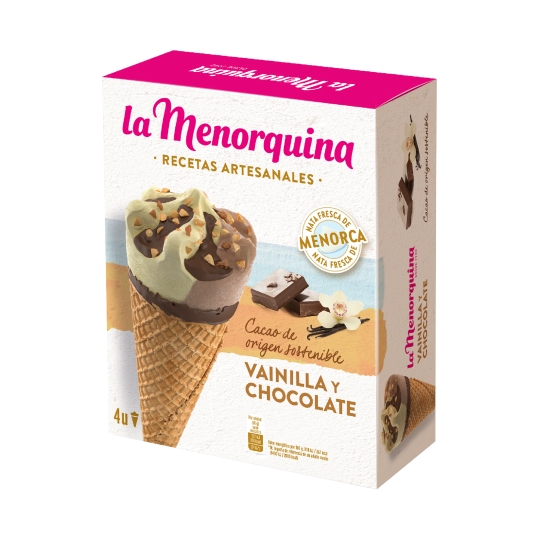 helado cono vainilla/chocolate, pk-4