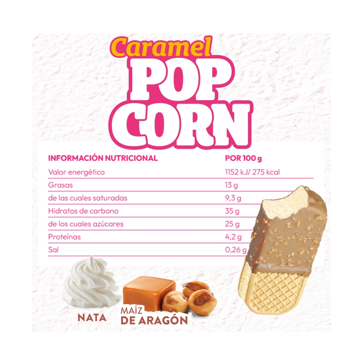 helado sándwich palomitas caramelo, pk-3