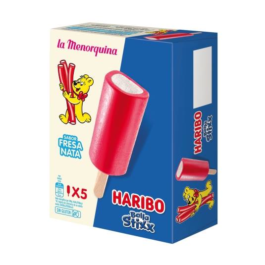 helado fresa y nata haribo balla stixx, pk-5