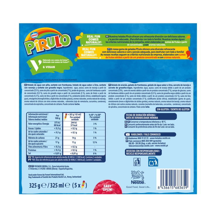 helado pirulo fruit joy 4+1, pk-5