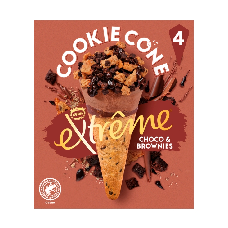 helado cono cookie choco y brownies, pk-4