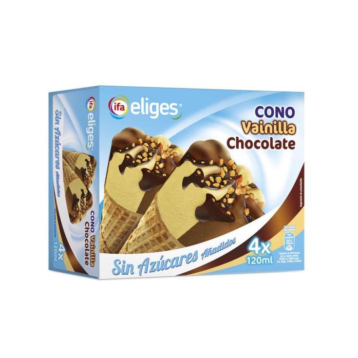 helado cono vainilla chocolate s/azúcar, pk-4