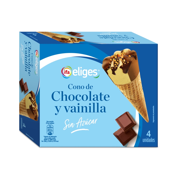 helado cono vainilla chocolate s/azúcar, pk-4