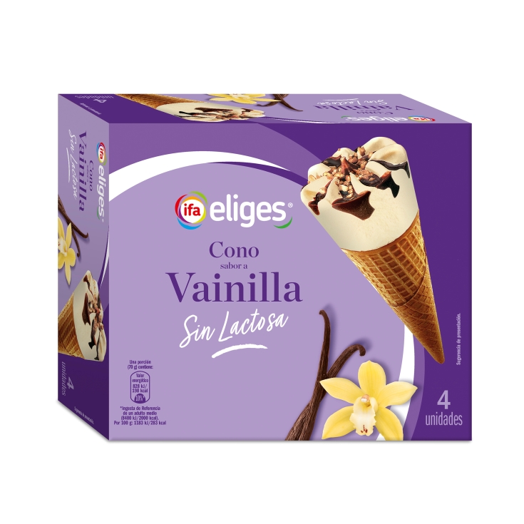 helado cono vainilla sin lactosa, pk-4