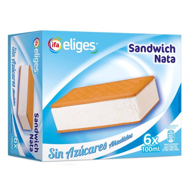 helado sandwich nata sin azúcar, pk-6