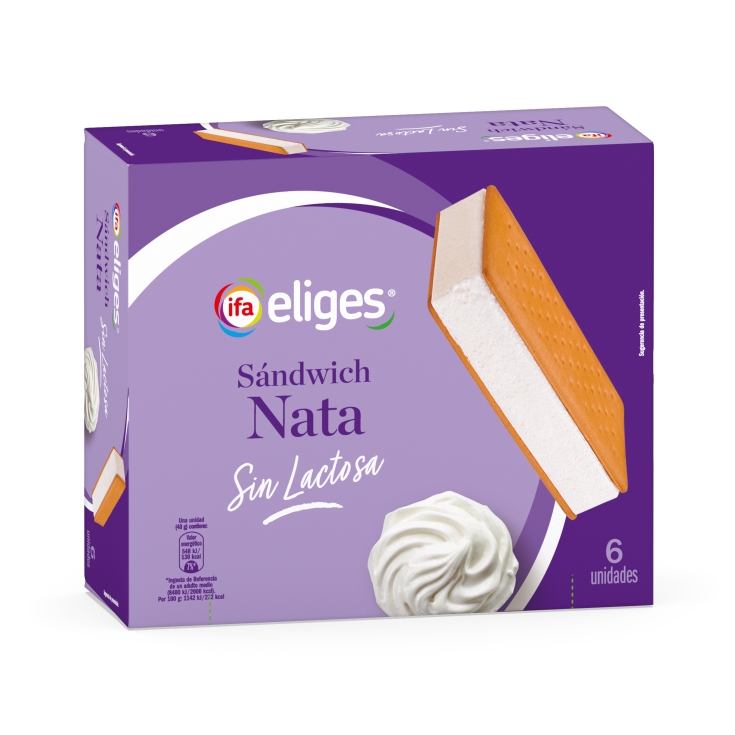 helado sándwich nata sin lactosa, pk-6