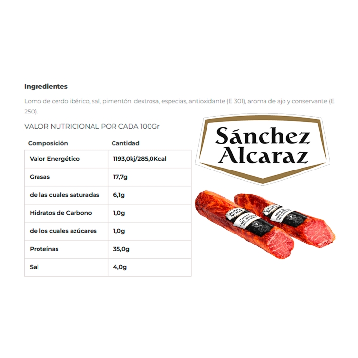 lomo de cebo ibérico 50%raza ibérica, kg