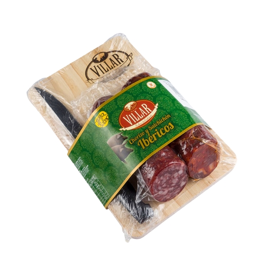 lote salch/chorizo + tabla y cuchillo, 400g