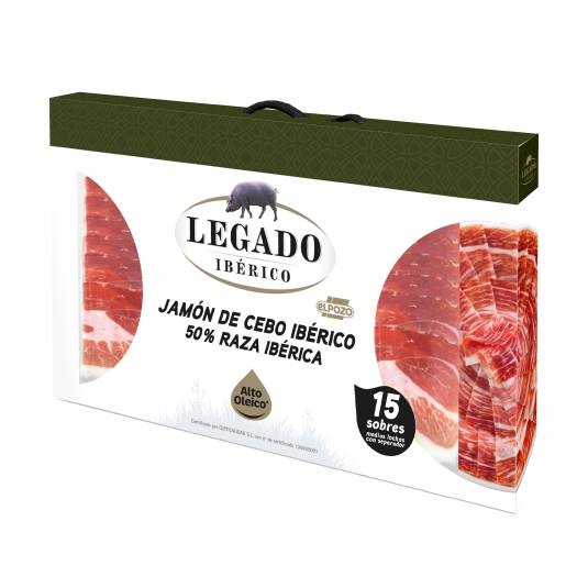 estuche jamón ibérico 50% raza, 15 sobres