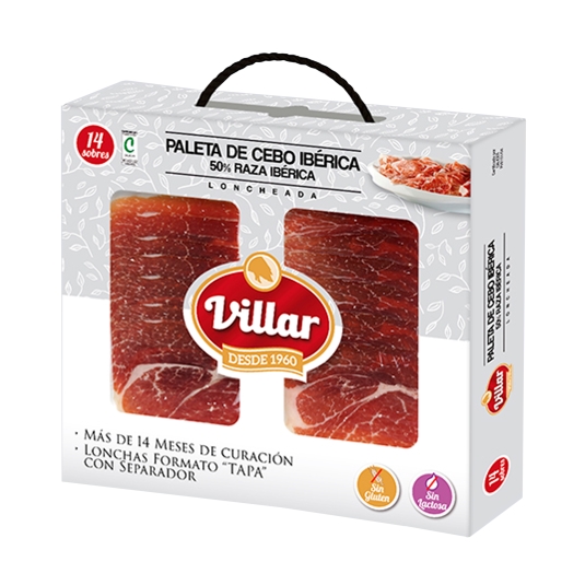 estuche paleta ibérica 50% raza, 14 sobres