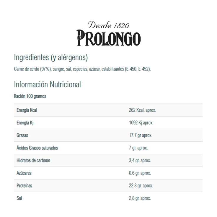 morcilla, 400g
