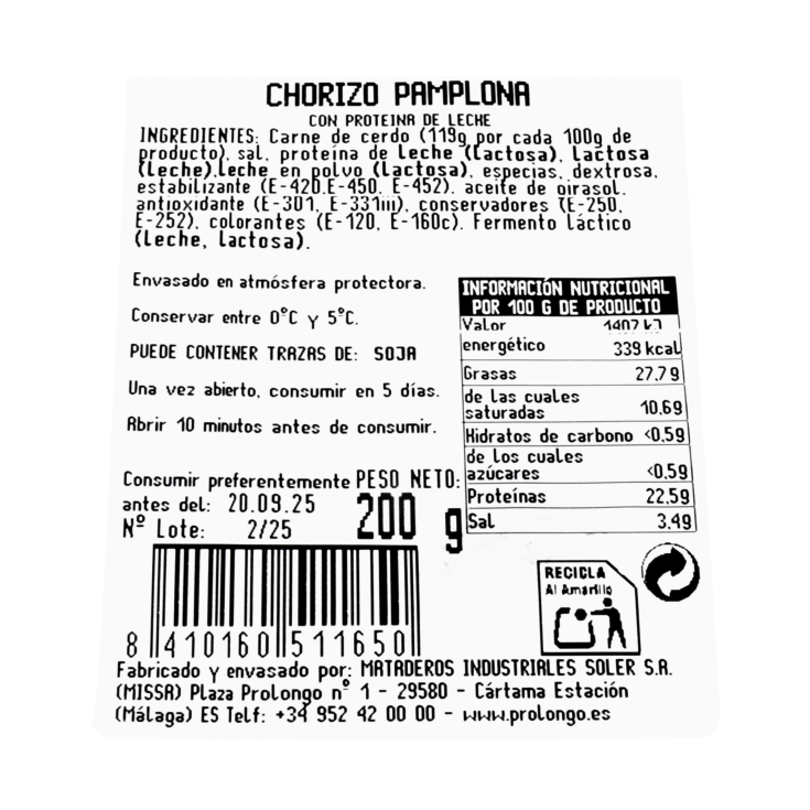 chorizo pamplona 50g, pk-4