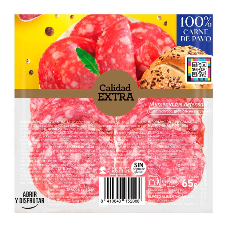 salchichón pavo, 65g