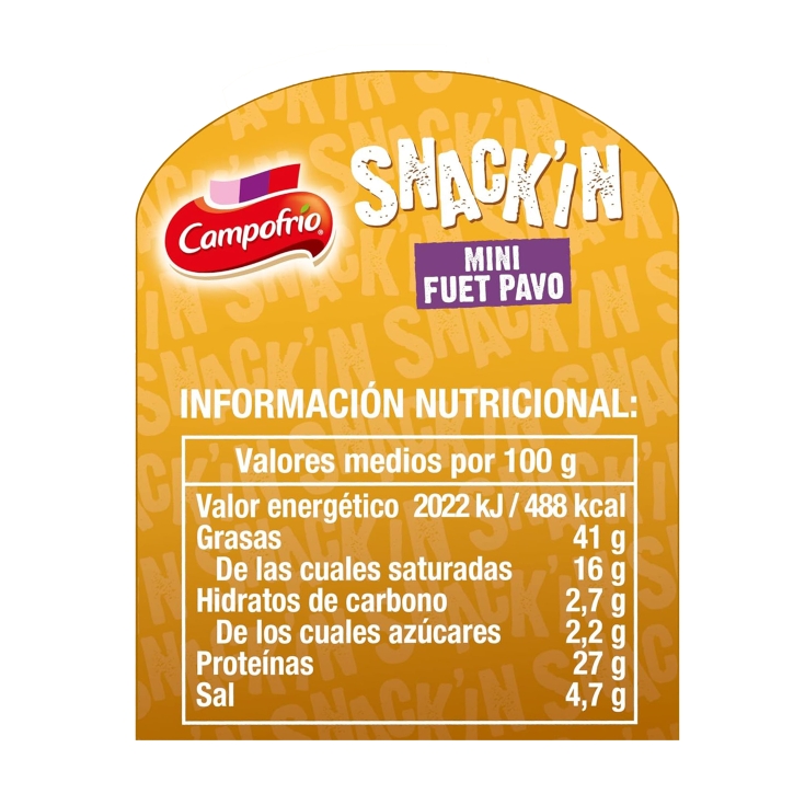 snack´in mini fuet pavo, 50g