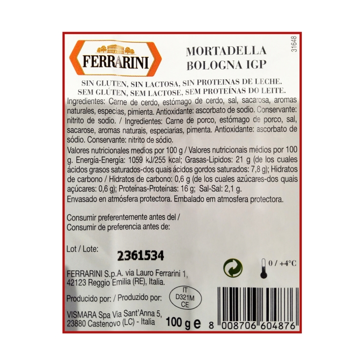 mortadella bologna igp, 100g
