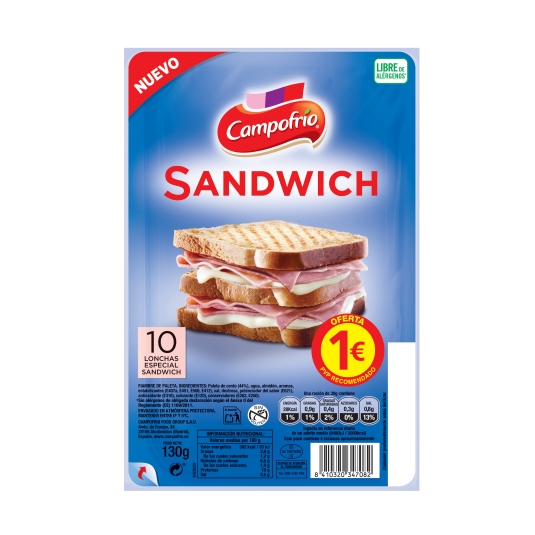 fiambre de paleta especial sandwich, 130g