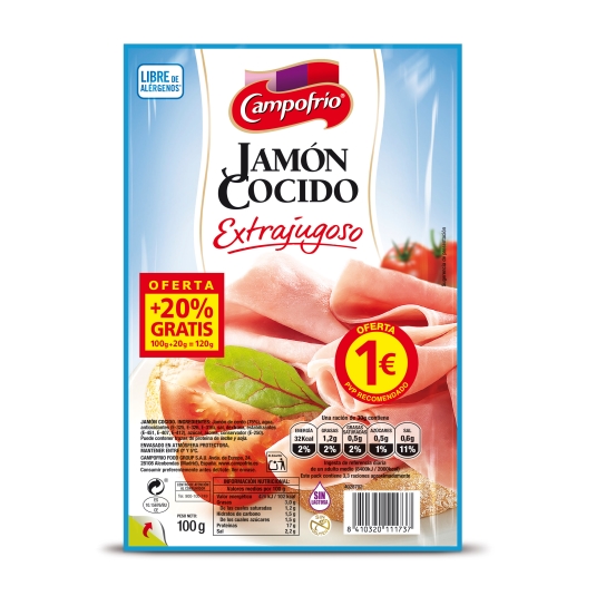 jamón cocido, 80g