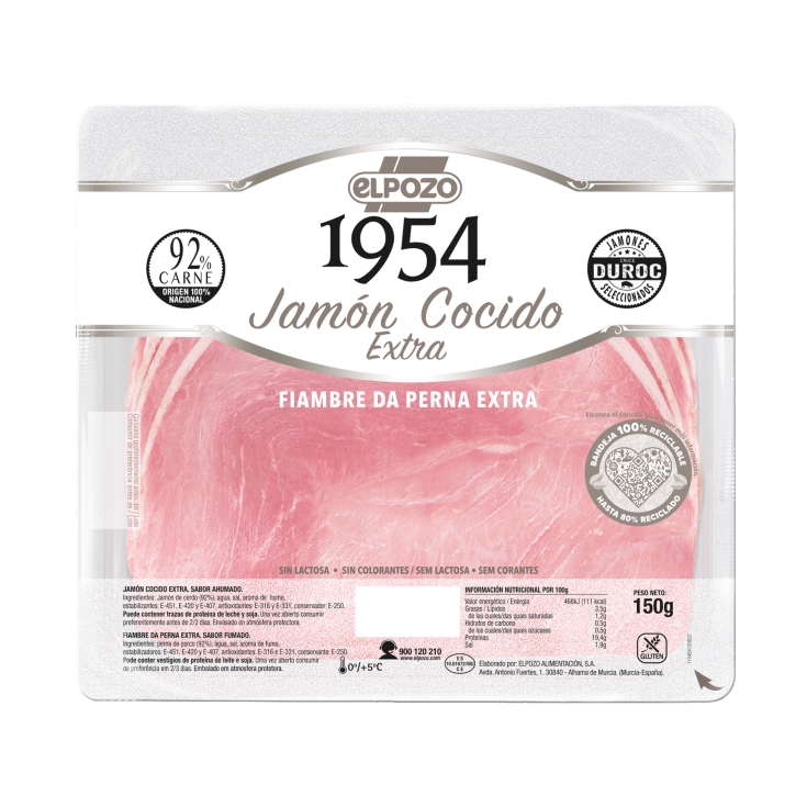 jamón cocido extra duroc 1954, 150g