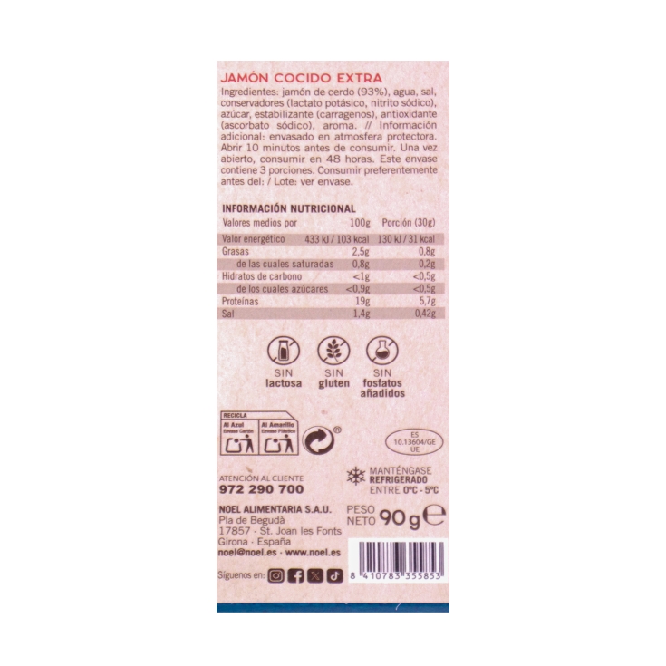 jamón cocido pétalos delizias reducid.sal,90g
